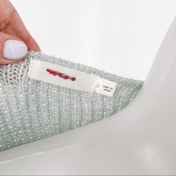 Lush Women's Knit Sweater Tunic Long Sleeve Scoop Neck Sweater Baby Blue/Gray - Picture 5 of 13